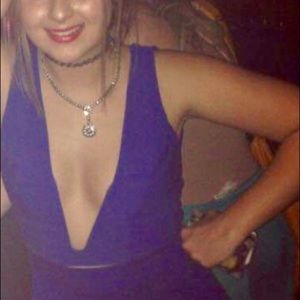 Solemio Royal Blue Plunging Crop Top